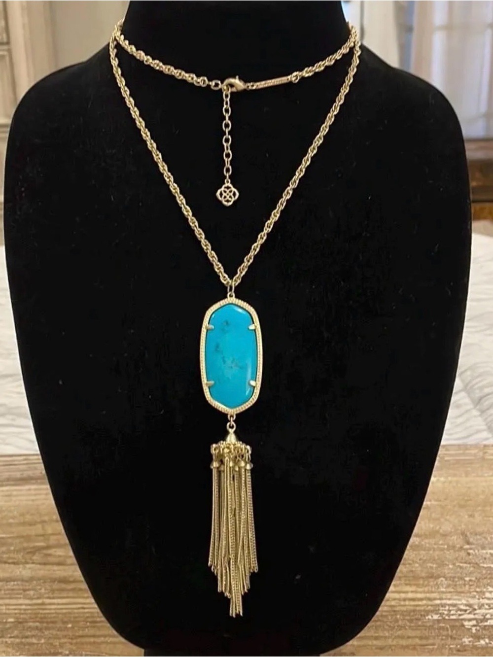 Kendra Scott Rayne Necklace Gold and Turquoise Blue 2471